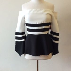 Bell sleeve off the shoulder top